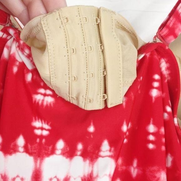 CACIQUE Tankini Top Swim Tie Dye Red White 40DDD - Picture 10 of 11